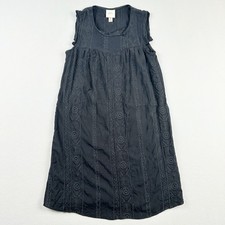 Knox Rose Tunic Dress Womens Medium Black Embroidered Sleeveless Boho Scoop Neck