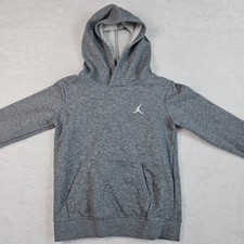 Jordan Boys Heather Grey Jumpman Logo Pullover Fleece Hoodie Size 4-5Y 104-110cm