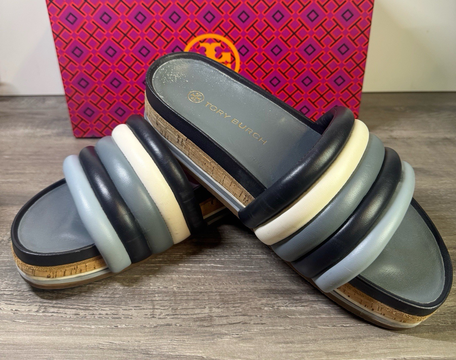 Tory Burch Quilted Napa Leather Platform Slides Size 9 $317 thumbnail 2