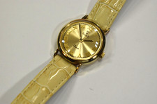 Vicence 26mm Swiss Movt 14K Gold Milor Italy Watch Leather Band