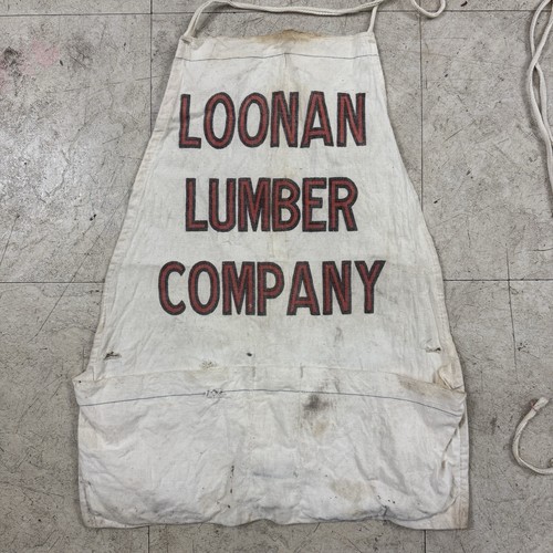 Loonan Lumber Company Work Apron Vtg Cotton Canvas Nail Bib Hardware Store