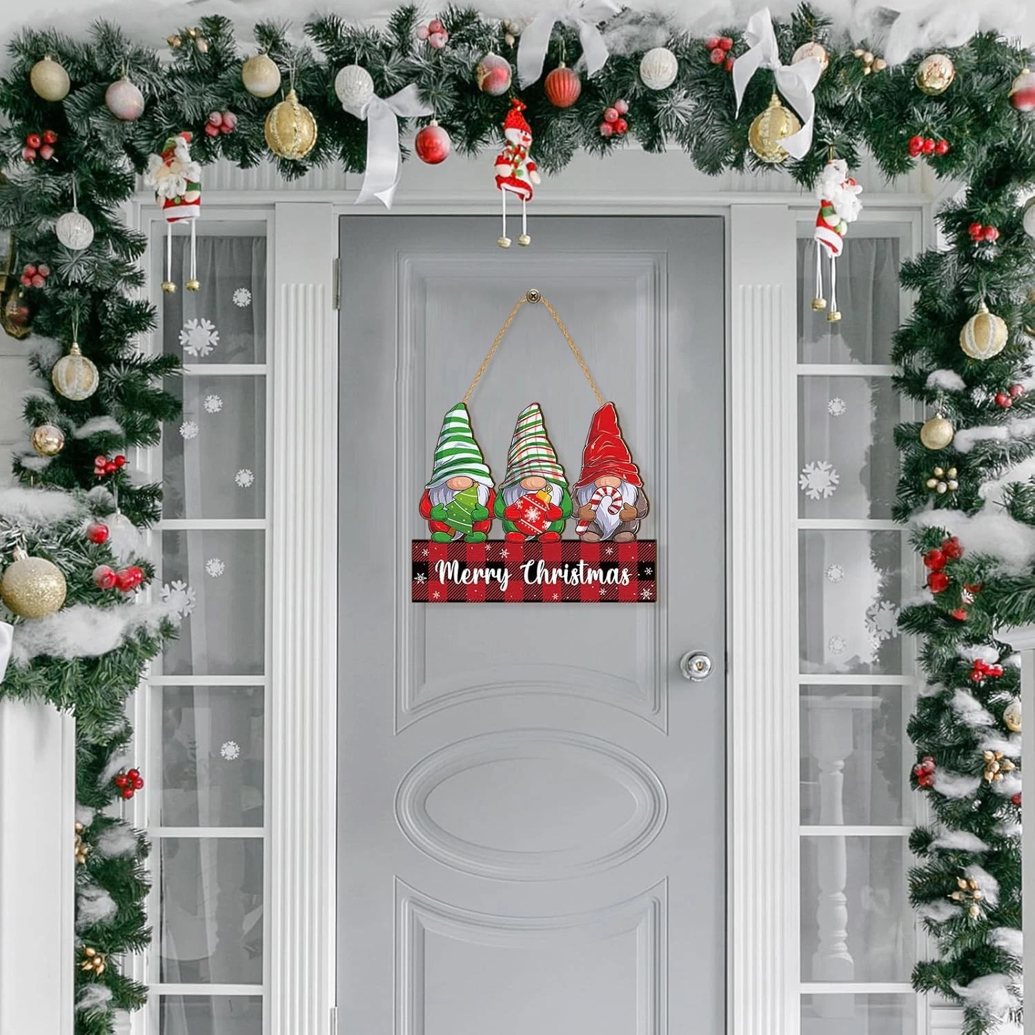 Tradder Merry Christmas Door Sign Decor Candy Cane Welcome