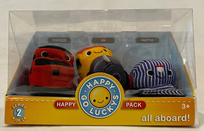 HALLMARK HAPPY GO LUCKYS ALL ABOARD PACK OF 3 TRAIN THEMED PLUSH TOY NEW