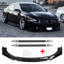 For 09-15 Nissan Maxima ST 2 layer Front Bumper Lip Spoiler Splitter +Strut Rods