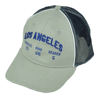 Los Angeles Dodgers Gonzalez 23 Puig 66 Seager 5 Netz Snaback Hut Cap Grau Blau