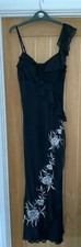 DEBUT Size 10 long BLACK dress Embroidered Formal BALLGOWN Full DRESS cruise