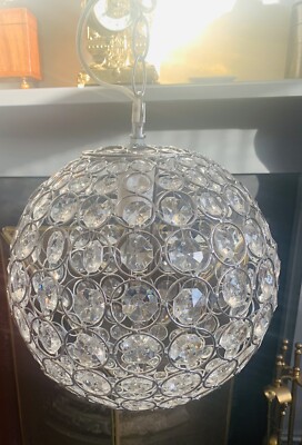 Atemberaubende Chrom Silber funkelnde Glas Käfig Kugel Deckenleuchte Kronleuchter