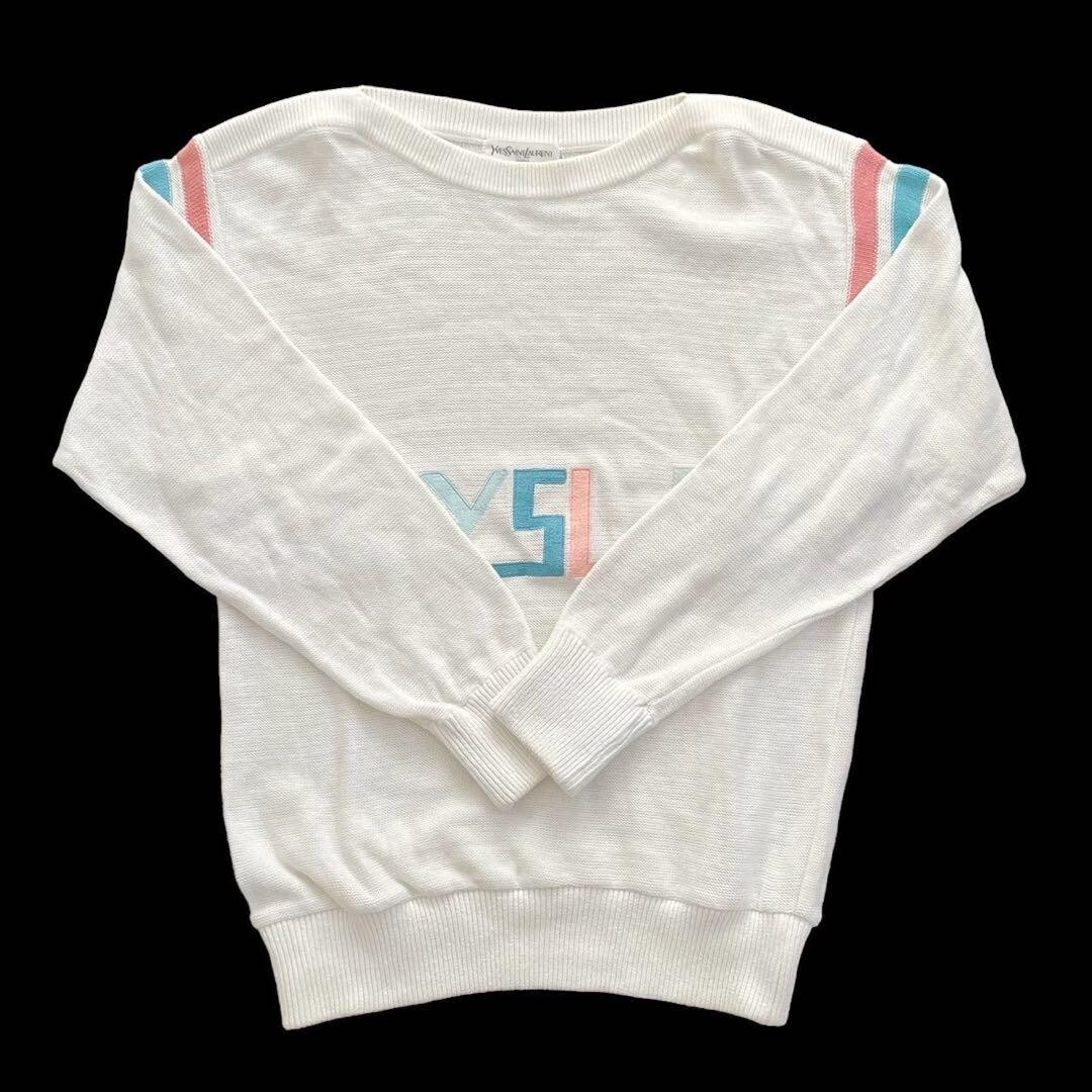 Autentico maglione Yves Saint Laurent vintage logo bianco