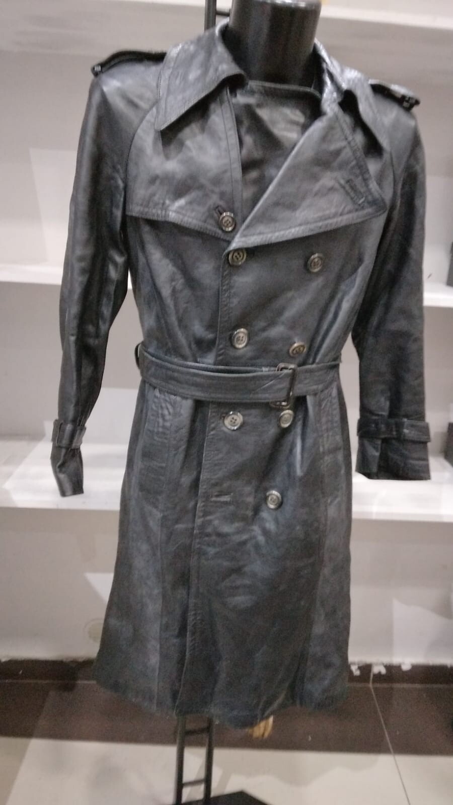 Vintage Black Leather Jacket for Women Size 46 PGS109PI