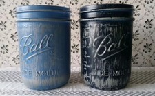 Mason Jar Vases Ball Painted Blue Set