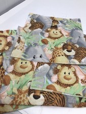 Nursery Jungle Animal Fabric Squares Remnants Elephant Lion Zebra Quilt Cotton F