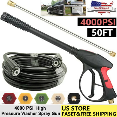 #ad #ad High Pressure 4000PSI Car Power Washer Gun Spray Wand Lance Nozzle Hose Kit $40.99