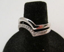 Set of 2 PAJ 925 Sterling Silver CZ Stackable Band Ring Rings Size 5