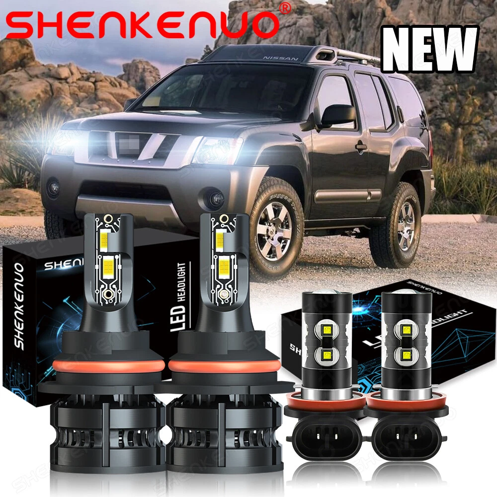 For Nissan Xterra 2005-2015- 4X 6000K LED Headlight Hi/Lo Beam + Fog Light Bulbs