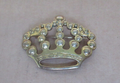 Broche Pendentif Couronne Dorée Signée Joseph Perrier - Bijou Champagne Occasion