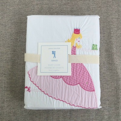 New Pottery Barn Kids Princess Grace Embroidered Duvet Cover Only