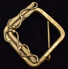 Handmade Floral Vine Hippie Art Solid Brass 1970s Vintage Belt Buckle