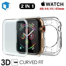 Fr Apple Watch Series 7/6/SE 40 44mm 3D Screen Cover Protector Soft Bumper Case