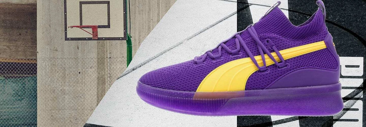 Puma clyde purple clearance yellow