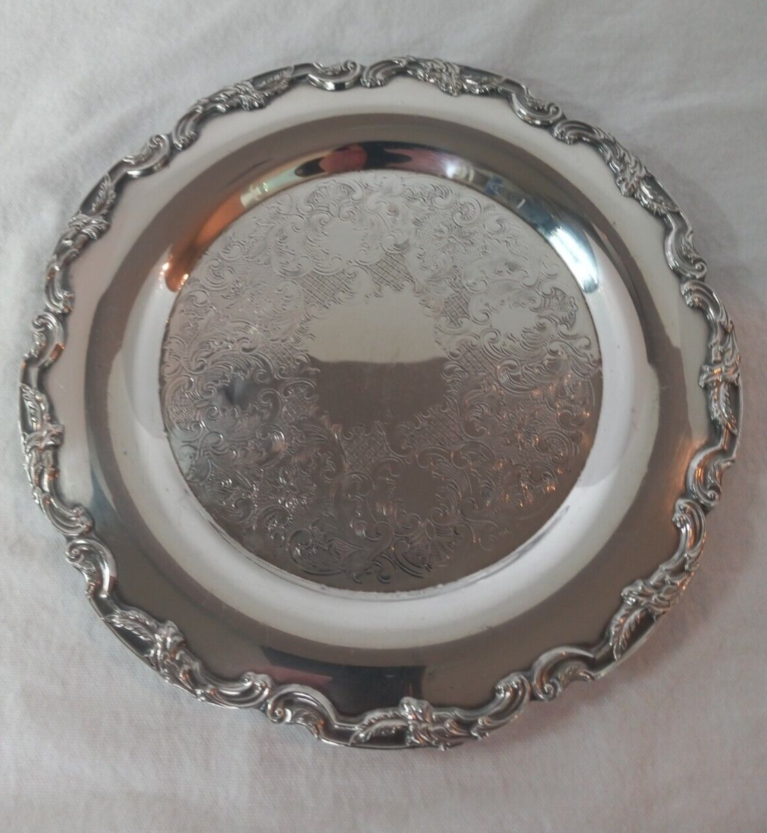 Vintage Primrose Silver Plate EP Copper B M Mounts Round Platter