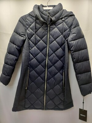 DKNY Women's Packable Bib Front Jacket Navy Blue Choose Size