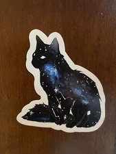 Black Cat Sticker Galaxy Waterproof Abstract Stars Travel Pet Animal Gift NEW