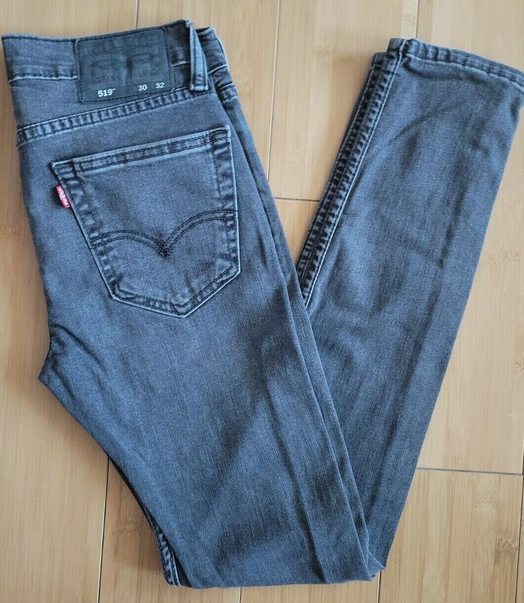 Levis 519 Extreme Stretch Denim Jeans W30 L32 Grey Red Tab | eBay