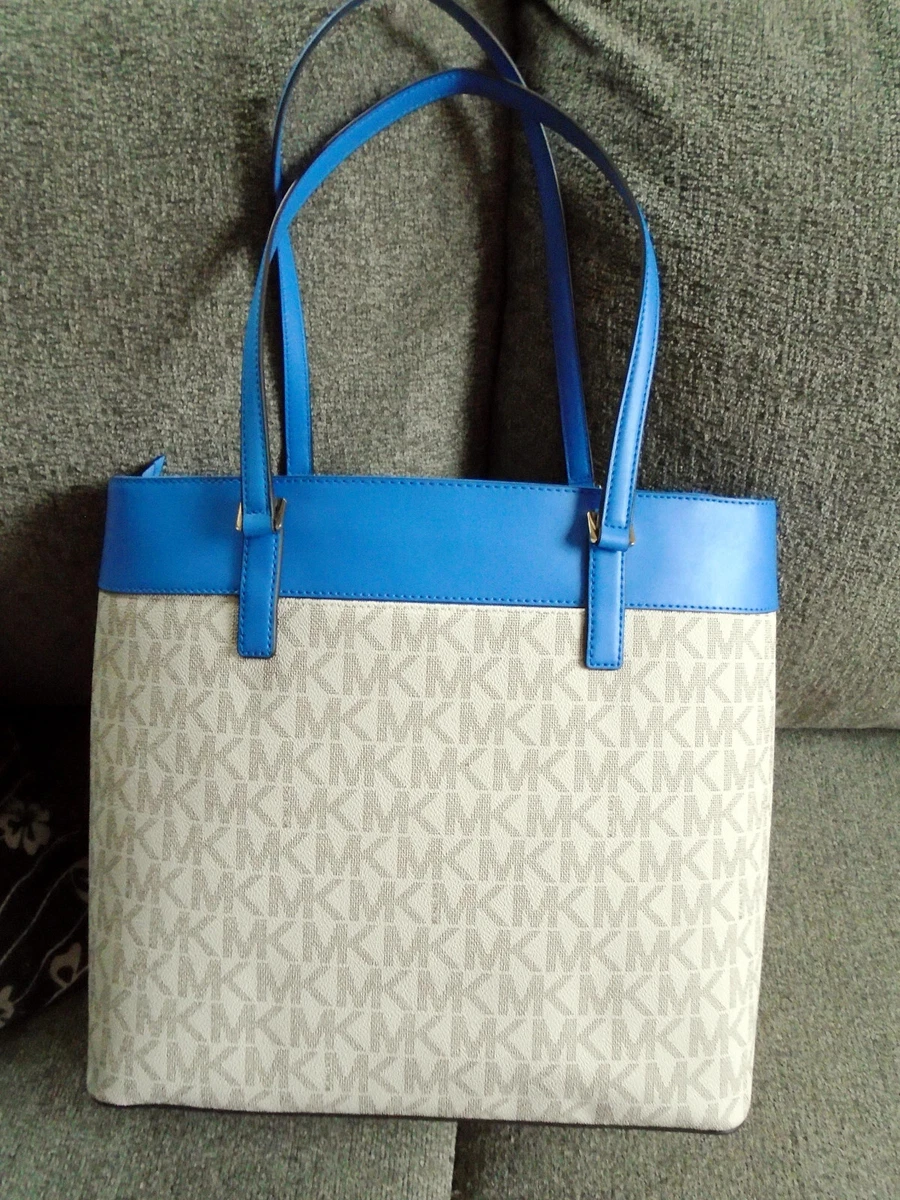 Michael kors blue and white bag deals