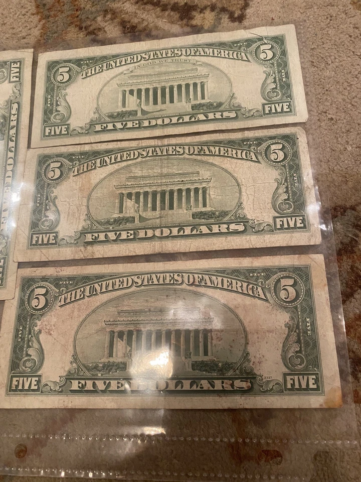 Two 1953 and Three 1963 Five Dollar Bills  - Image 4 of 4
