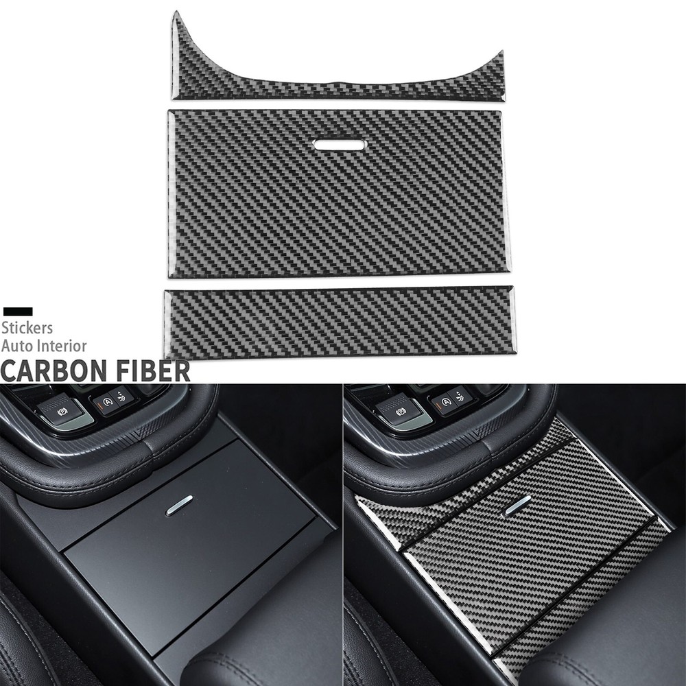 Real Carbon Fiber Console Gear Shift Panel Storage Cover For Jaguar F-Type 13-24