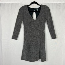Free People Heartstopper Dress Gray XS Long Sleeve Tweed Mini Fit & Flare Skater