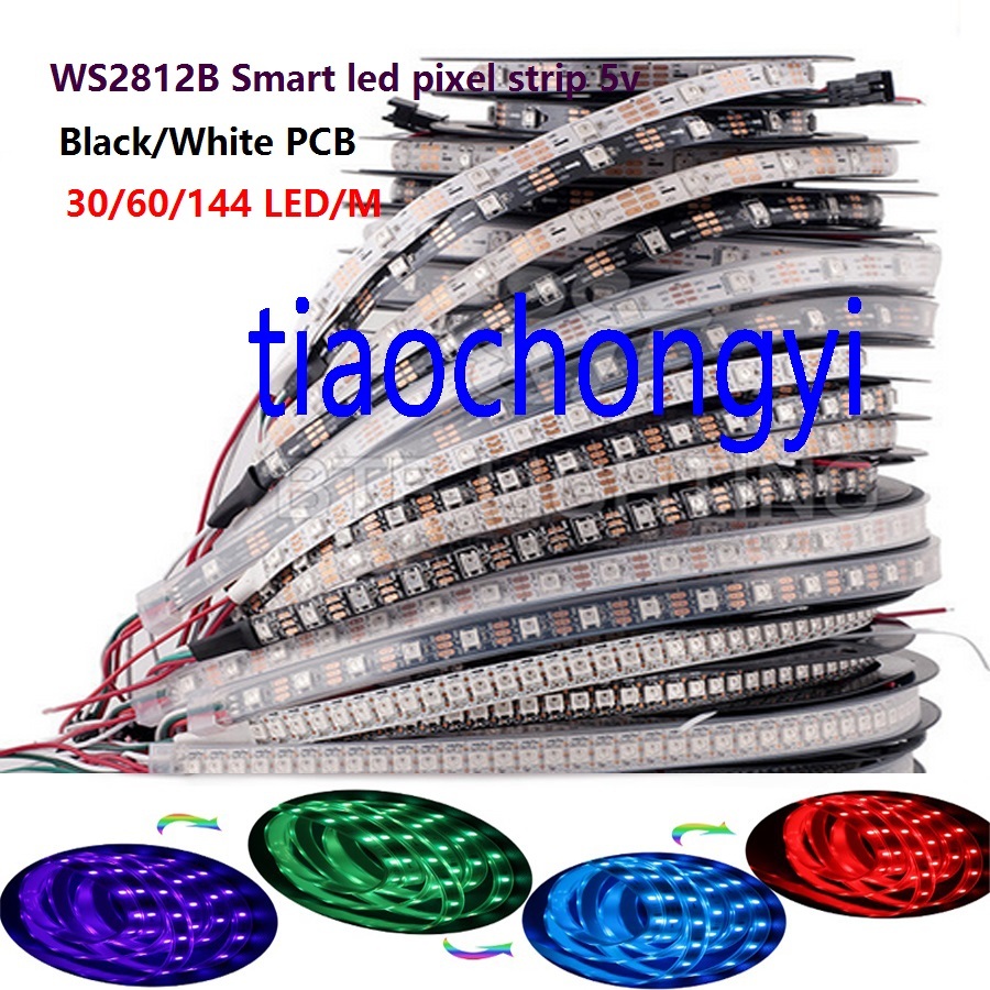 WS2812B 5050 RGB LED Strip 5M - 150/300 LEDs, Individual Addressable, 5V, IP67