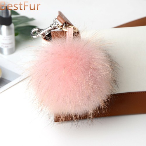 15cm / 6 "Grande Real Raccoon Piel Pom Pom Ball llavero Bolsa Charm Teléfono Colgante Regalo - Imagen 4 de 27