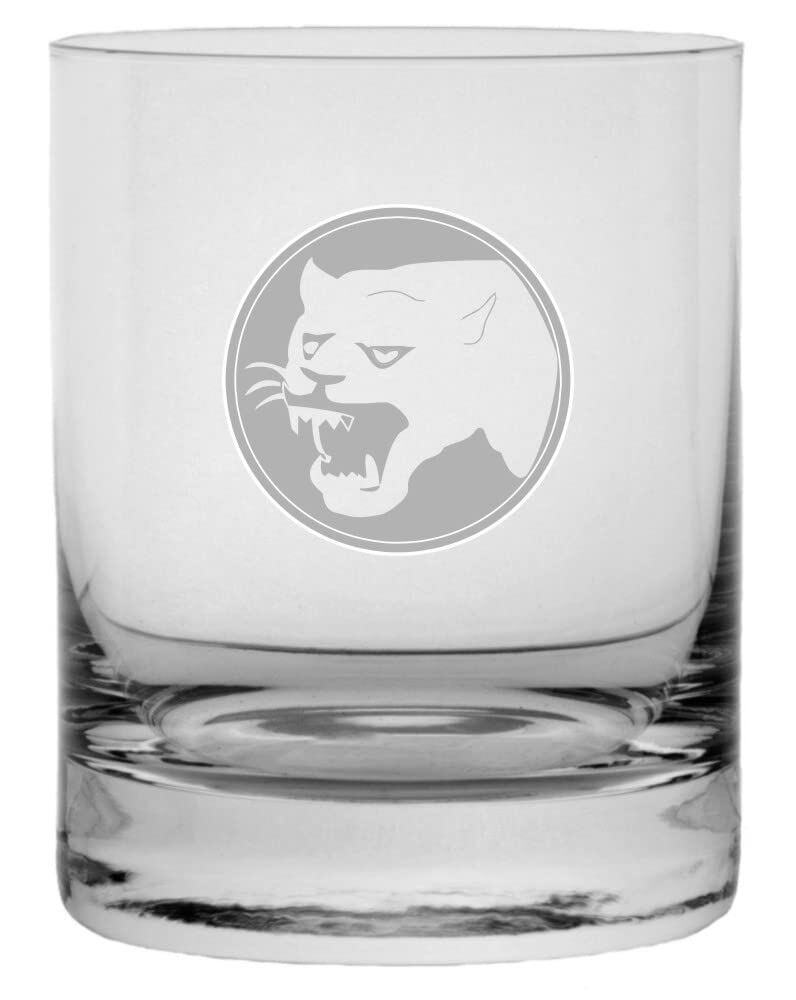 66th Infantry Division Military Whiskey Glass 11oz Laser-Etched Crystal Rocks Glass  -image