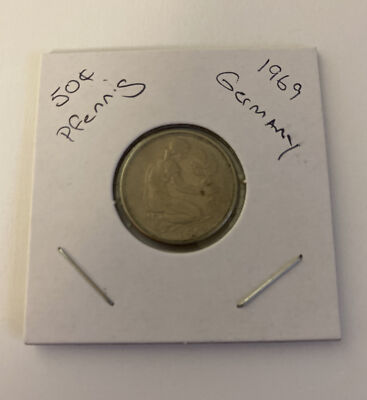 1969 West Germany 50 Pfennig Copper-Nickel Coin B16