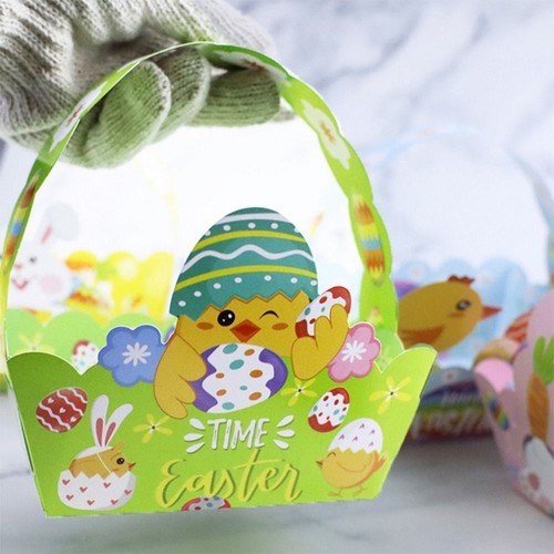 4Pcs Bunny/Chick Easter Paper Baskets Bunny Egg Chicken Boxes Children Crafts - Picture 5 of 12