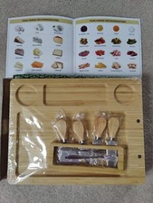 FACTORY SEALED LARGE 14 X 11 BAMBOO WOOD CHARCUTERIE CHEESE BOARD  KNIVES FORK