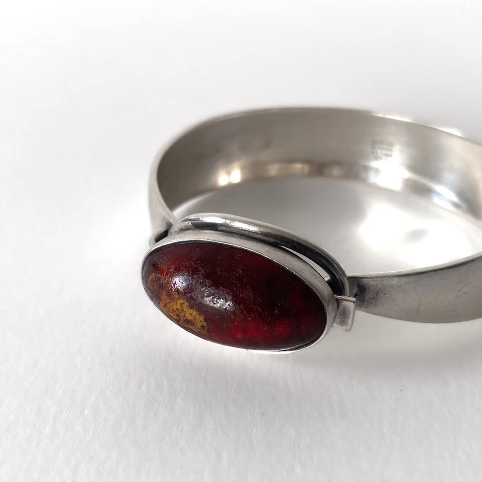 Vintage Silver And Amber Bracelet Signed Nils Erik From - Denmark, 1970s - Image 3 of 4