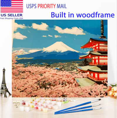 Wooden Framed DIY Oil Painting Paint by Number Kit for Adults kid FUJI ...