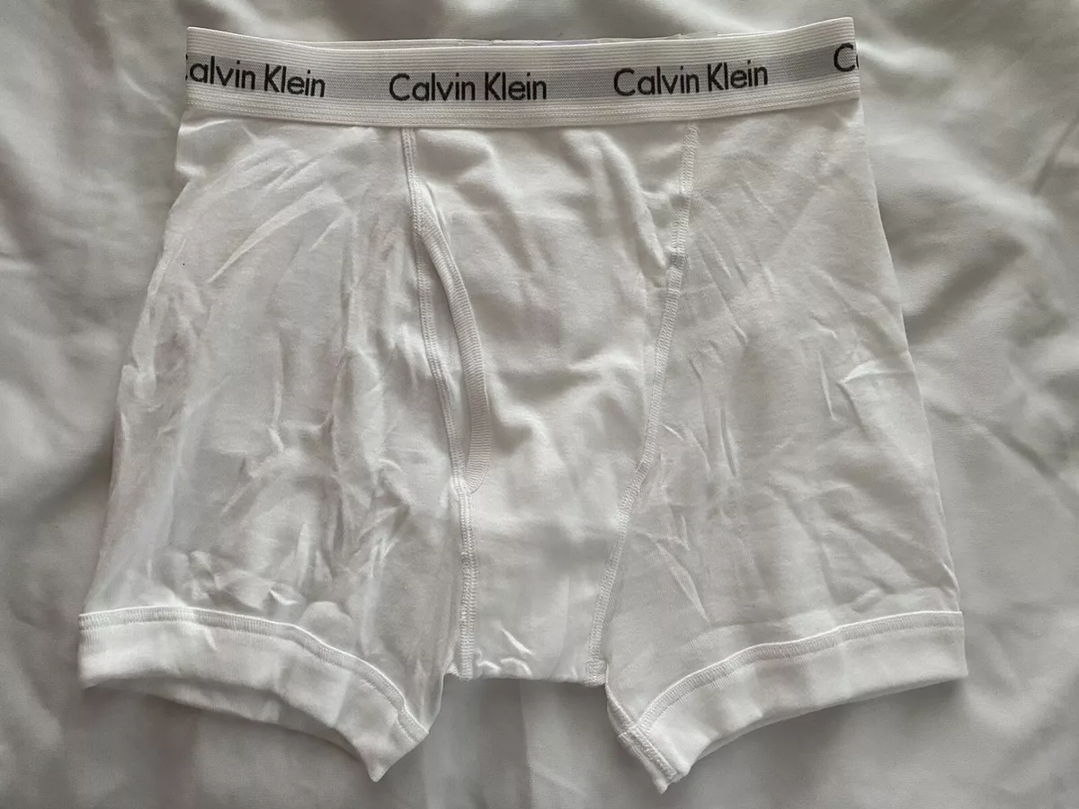 Men CALVIN KLEIN Color White Boxer Briefs US size S 100% Cotton