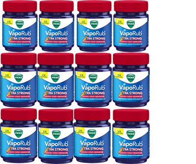 12 x 50 gm Vicks Vaporub Xtra Strong Salbe weltweiter Versand