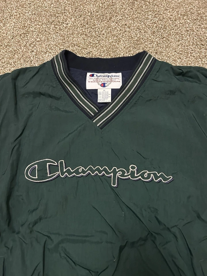 Chaqueta Pullover Forrada Champion Spell Out Vintage Años 90 - Para Hombre US XL Foto 2 de 4