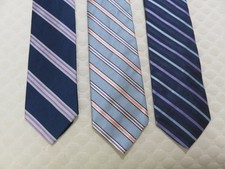 Lot 3 Brooks Brothers Makers Men's Silk Ties Striped Blue/Navy/Purple MINT 