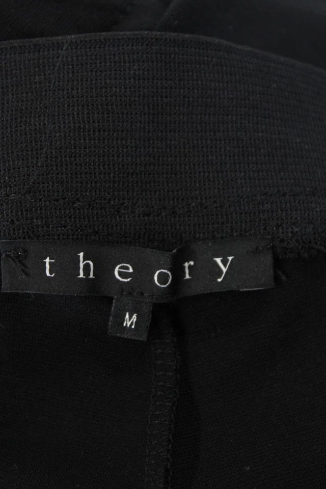 Leggings al tobillo Theory para mujer cintura elástica tiro medio tejidos negros talla mediana Foto 4 de 4