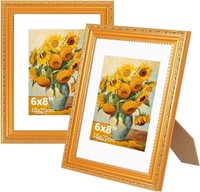 Bilderrahmen A5 Gold, 2Er Set Bilderrahmen 15X20Cm, Holzrahmen Fotorahmen