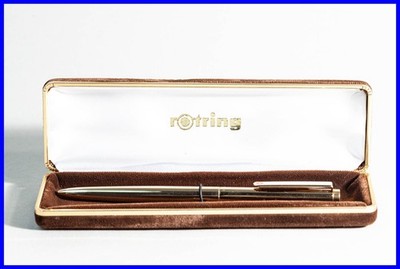 1980s Design Rotring Twist Ballpoint Pen In Golden Pin Striped Design With Box