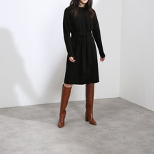 RAEY black cashmere chunky knit ribbed jumper dress S