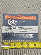 Factory Oem Colt 1911 Mk Iv 80 Series Pistols Owners Manual 1991a1 Commander