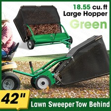 42" Tow Behind Lawn Sweeper 18.55 Cu. Ft. Leaf&Grass Collector Adjustable Height