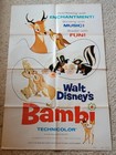Vintage 1970s Walt Disney Bambi One Sheet Movie Poster